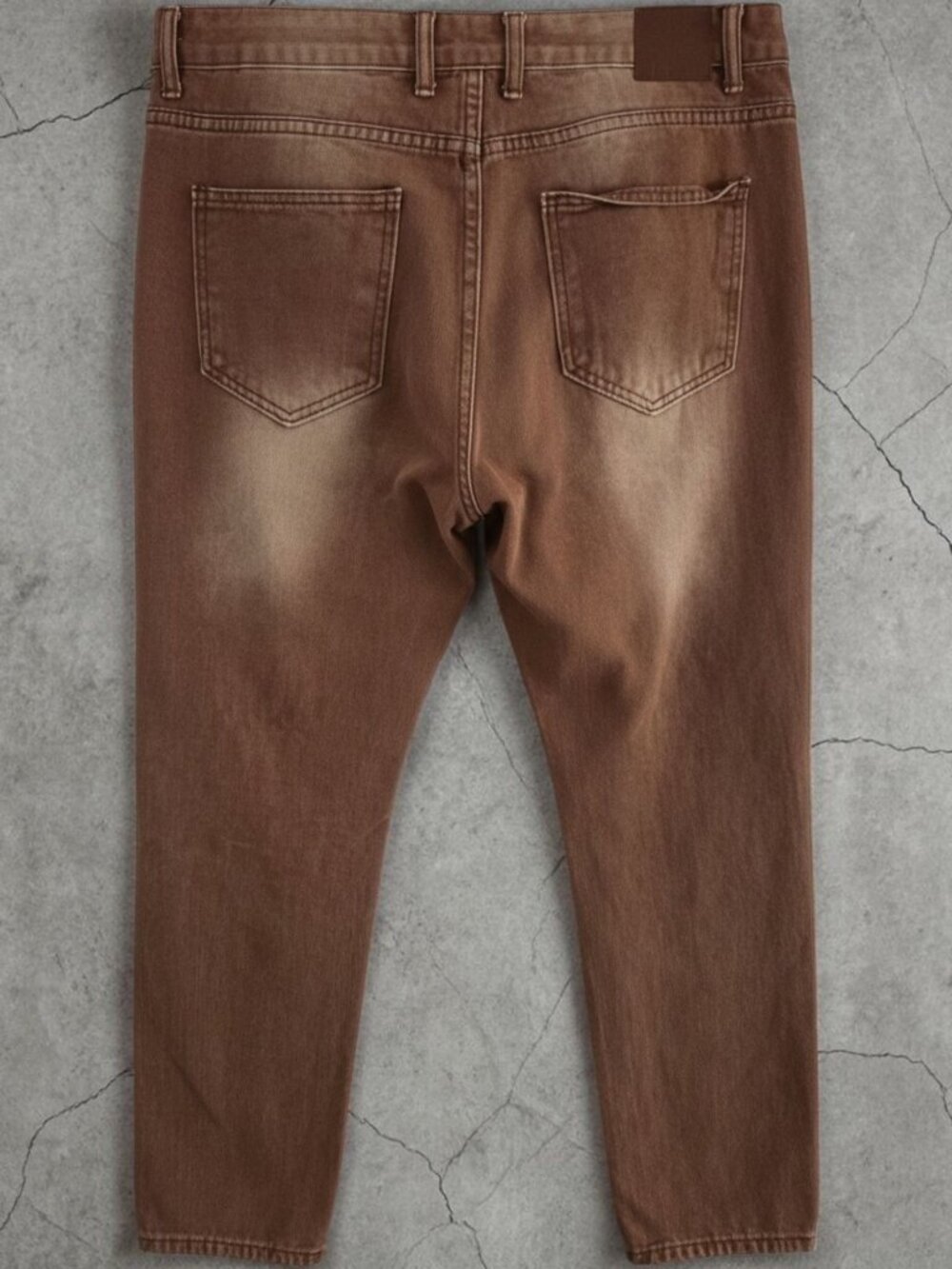 Brown Distressed Slim-Fit Jeans Size 36 Cotton-Polyester Blend Casual Style With - Picture 3 of 4